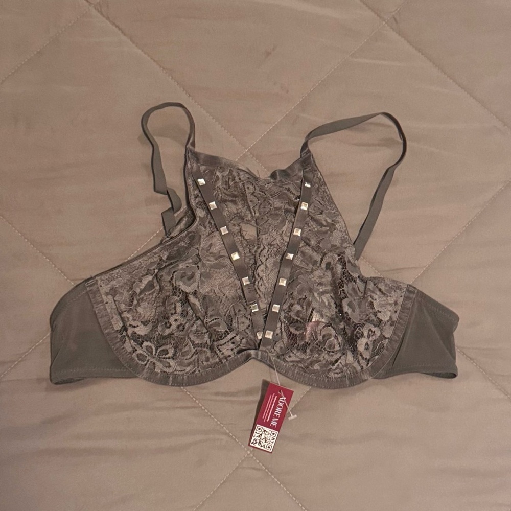 New with tags, never used. Adore me, Sexy Lace Bralette and Panty Set - Gray - Picture 3 of 4